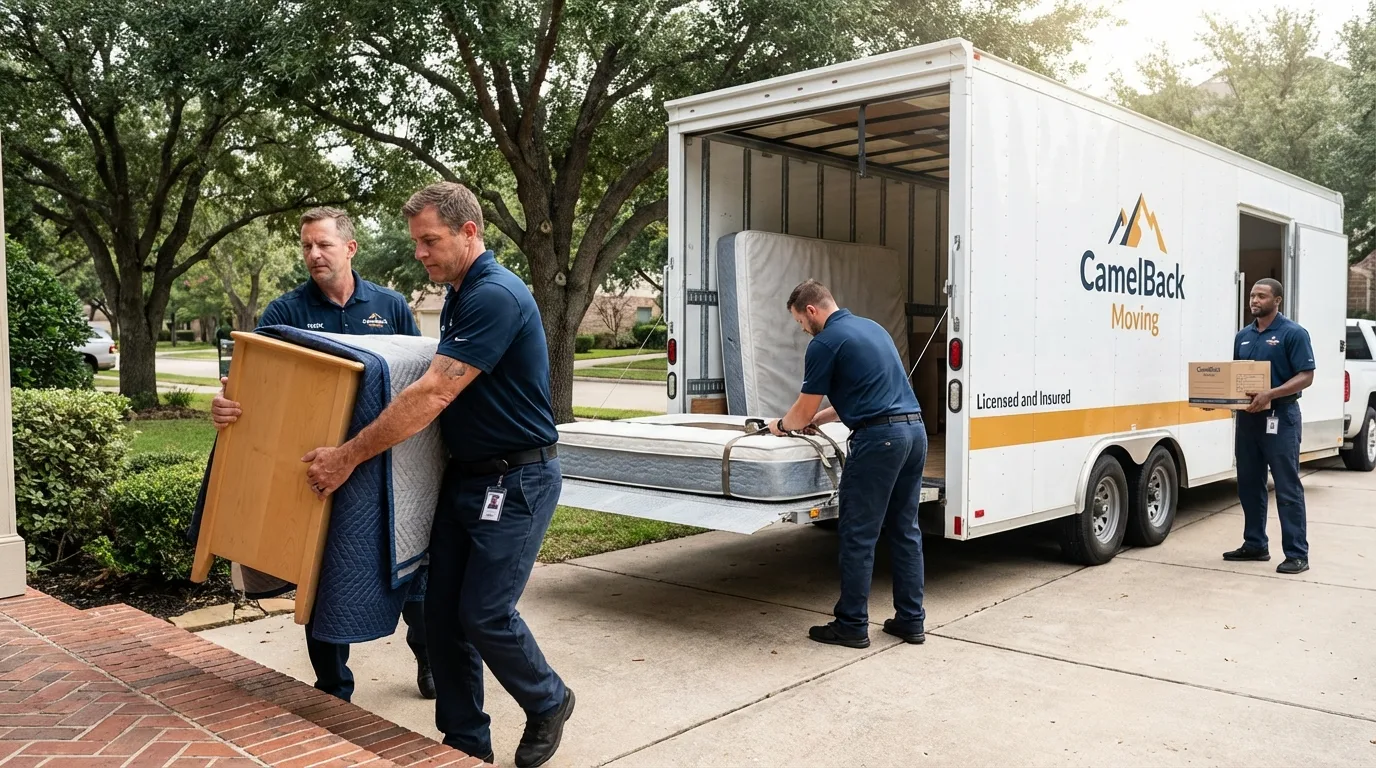 Crew loading residential truck for cross-state move from Sandown, NH
