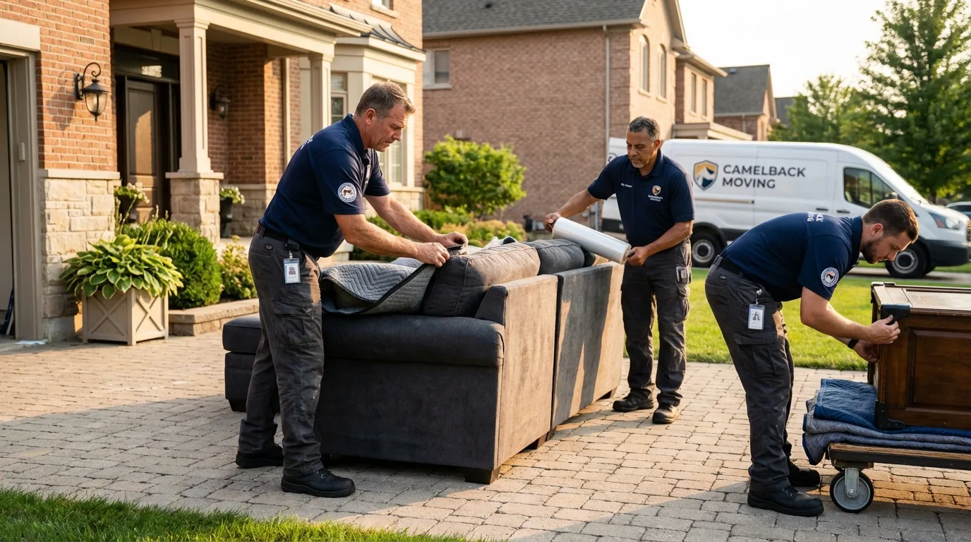 Large estate moving crew wrapping furniture in Sandown, NH
